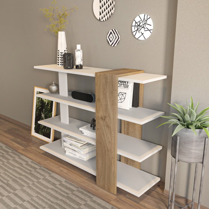 Hanah Home Nur Estantería Blanco y Nogal Hanah Home Nur Estantería Blanco y Nogal
